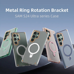 Magnetic Rotating Bracket Clear Phone Case For Galaxy