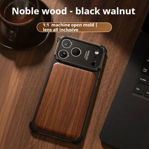 Military - Grade Wooden Shockproof Magsafe Frameless Wireless Charging Case for iPhone 17 Series