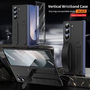 Shockproof Phone Case With Wristband Bracket Back For Galaxy Z Fold 7/6/5/4 With Screen Glass Protector