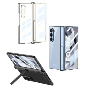 Transparent Magnetic Hinge Bracket Shockproof Phone Case With Screen Protector For Galaxy Z Fold 6/7