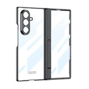 Transparent Magnetic Hinge Bracket Shockproof Phone Case With Screen Protector For Galaxy Z Fold 6/7