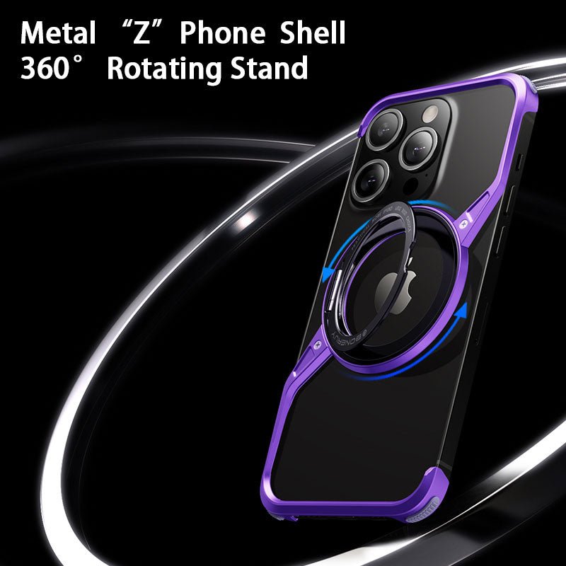Z - shaped Aluminum Alloy 360 Rotation Ring Case For iPhone 16 15 14 Series