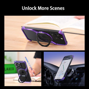 Z - shaped Aluminum Alloy 360 Rotation Ring Case For iPhone 16 15 14 Series