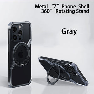 Z - shaped Aluminum Alloy 360 Rotation Ring Case For iPhone 16 15 14 Series