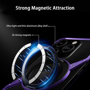 Z - shaped Aluminum Alloy 360 Rotation Ring Case For iPhone 16 15 14 Series