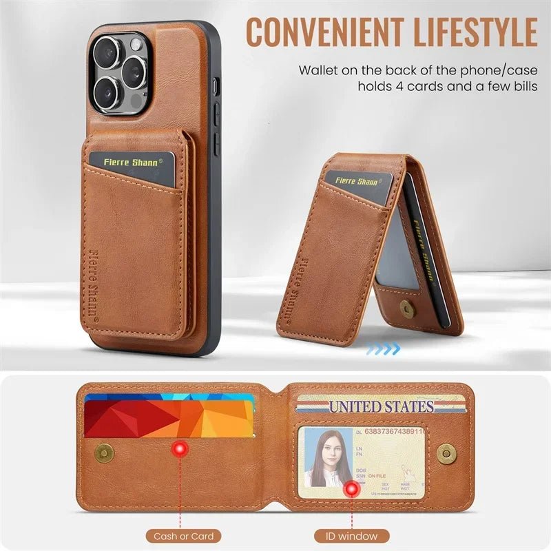 2 - in - 1 Magsafe Magnetic Leather with Wallet Card Holder Phone Case for iPhone 17 16 15 14 13 Series