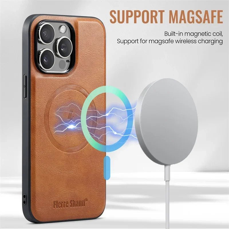 2 - in - 1 Magsafe Magnetic Leather with Wallet Card Holder Phone Case for iPhone 17 16 15 14 13 Series