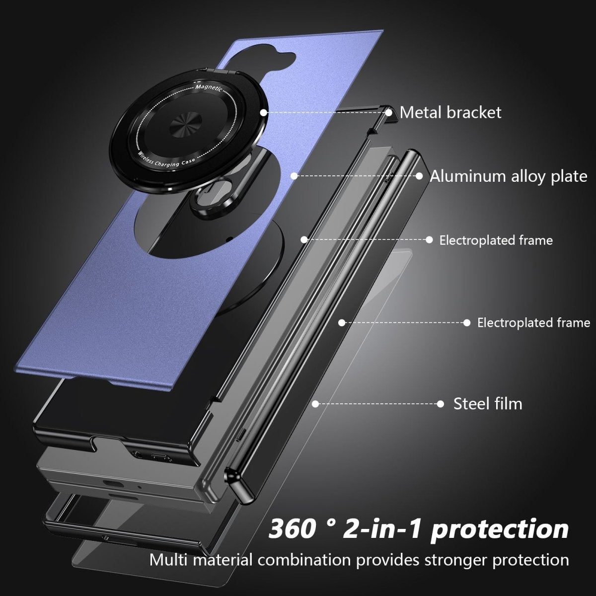 360° Magnetic Bracket Shockproof Phone Case With Screen Protector For Galaxy Z Fold 7/6/5/4
