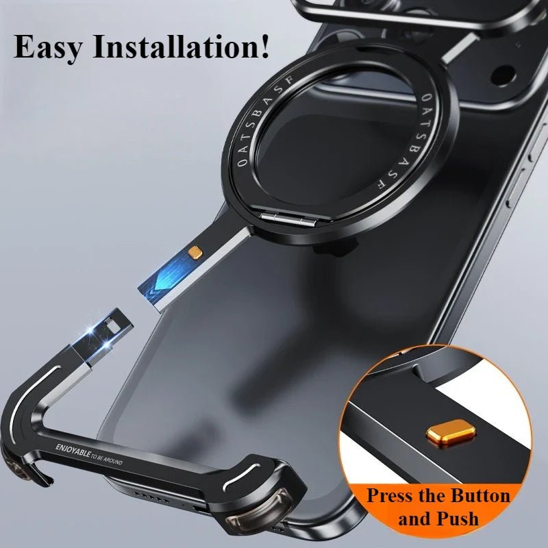 360° Rotate Stand Frameless Shockproof Protector Cover Metal Magnetic Magsafe Phone Case for iPhone 17 Series