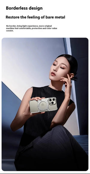 360° Stand Metal Aluminum Alloy Frameless Phone Case For iPhone 16 15 Series