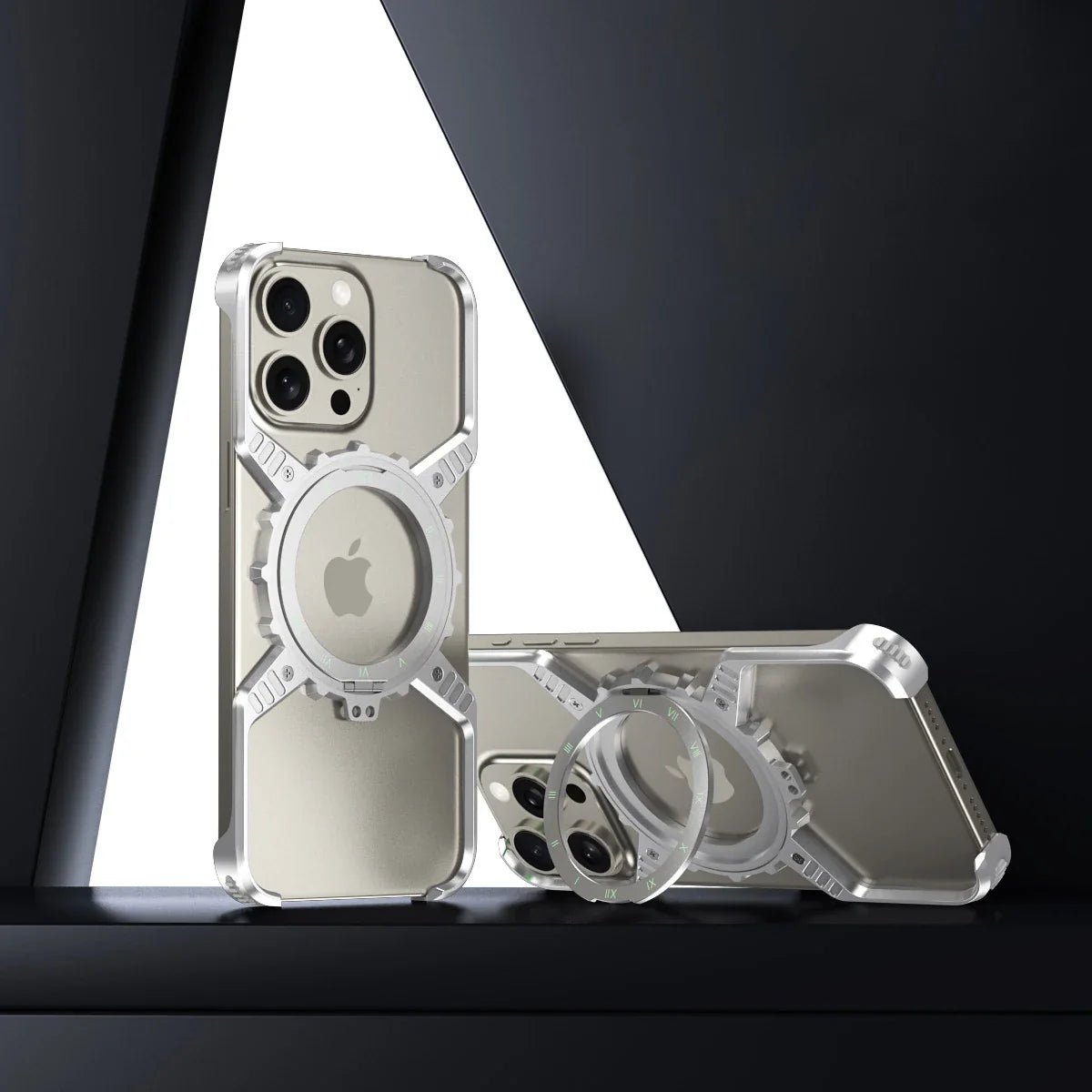 360° Stand Metal Aluminum Alloy Frameless Phone Case For iPhone 16 15 Series