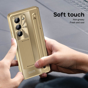 Armor Electroplated Anti - fall Protective Phone Case With Pen Tray Shell and Film For Galaxy Z Fold 7/6/5/4