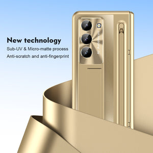 Armor Electroplated Anti - fall Protective Phone Case With Pen Tray Shell and Film For Galaxy Z Fold 7/6/5/4