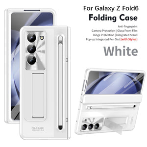 Armor Electroplated Anti - fall Protective Phone Case With Pen Tray Shell and Film For Galaxy Z Fold 7/6/5/4