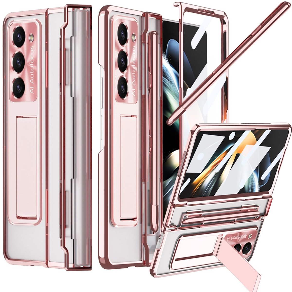 Armor Electroplated Shockproof Phone Case With Screen Protector For Galaxy Z Fold 7/6/5/4/3