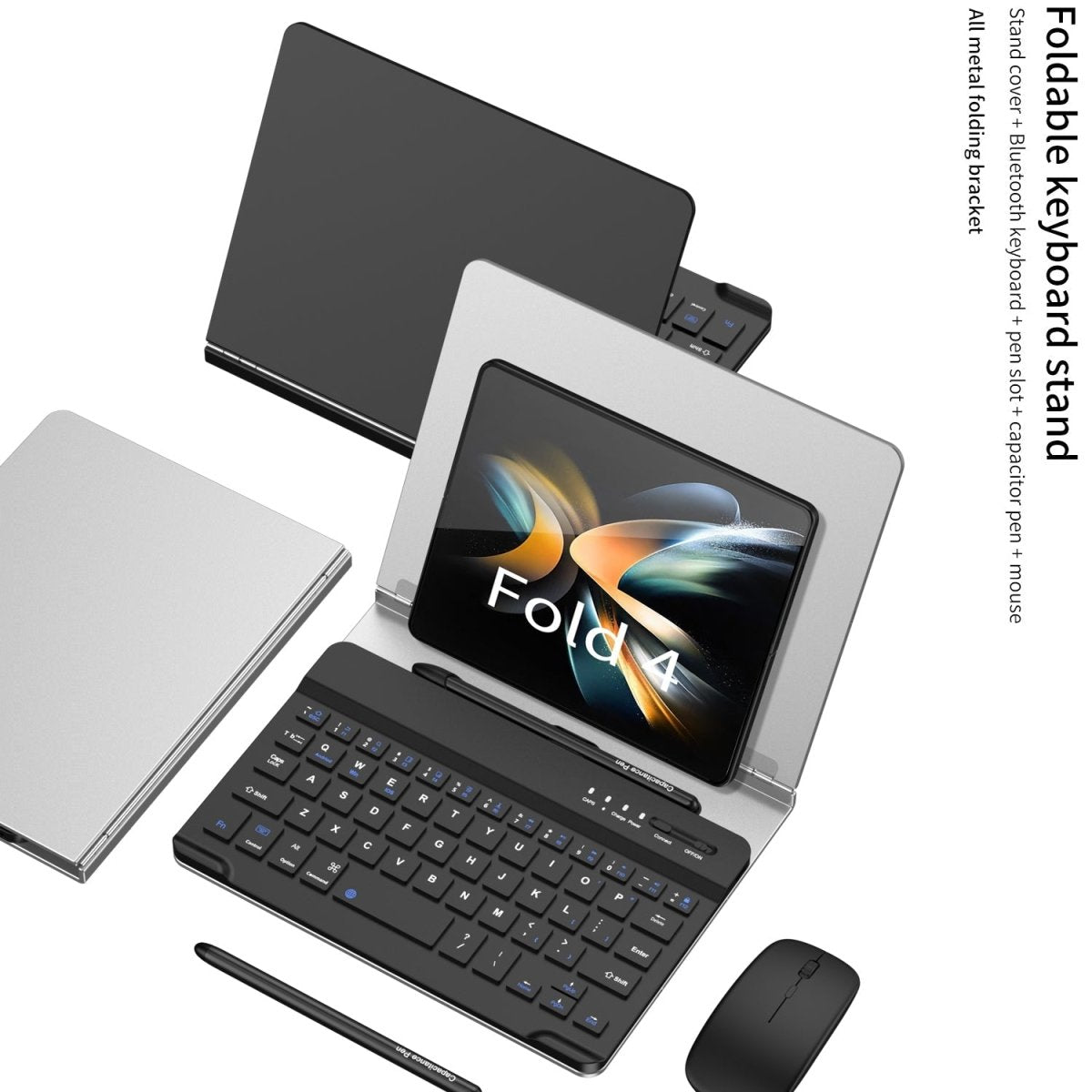 Bluetooth Magnetic Keyboard Metal Bracket For Galaxy Z Fold Series Come With keyboard+Metal Cover+Capacitive Pen+mouse