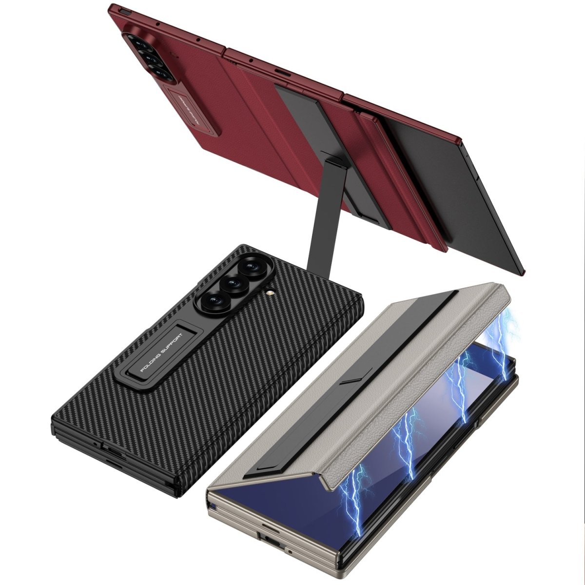Business Leather Phone Case With With Magnetic Hinge Protection For Galaxy Z TriFold
