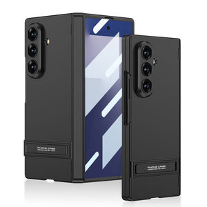 Business - style Bracket Magnetic Hinge Phone Case With Back Screen Film For Galaxy Z Fold 7
