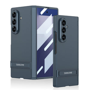 Business - style Bracket Magnetic Hinge Phone Case With Back Screen Film For Galaxy Z Fold 7