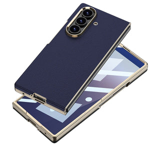 Business - style Electroplated Leather Phone Case For Galaxy Z Fold 7/6/5/4