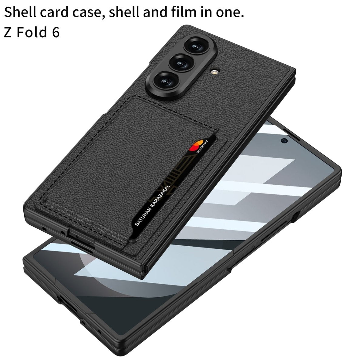 Business - style Leather Card Holderr Phone Case With Back Screen Film For Galaxy Z Fold 7/6/5