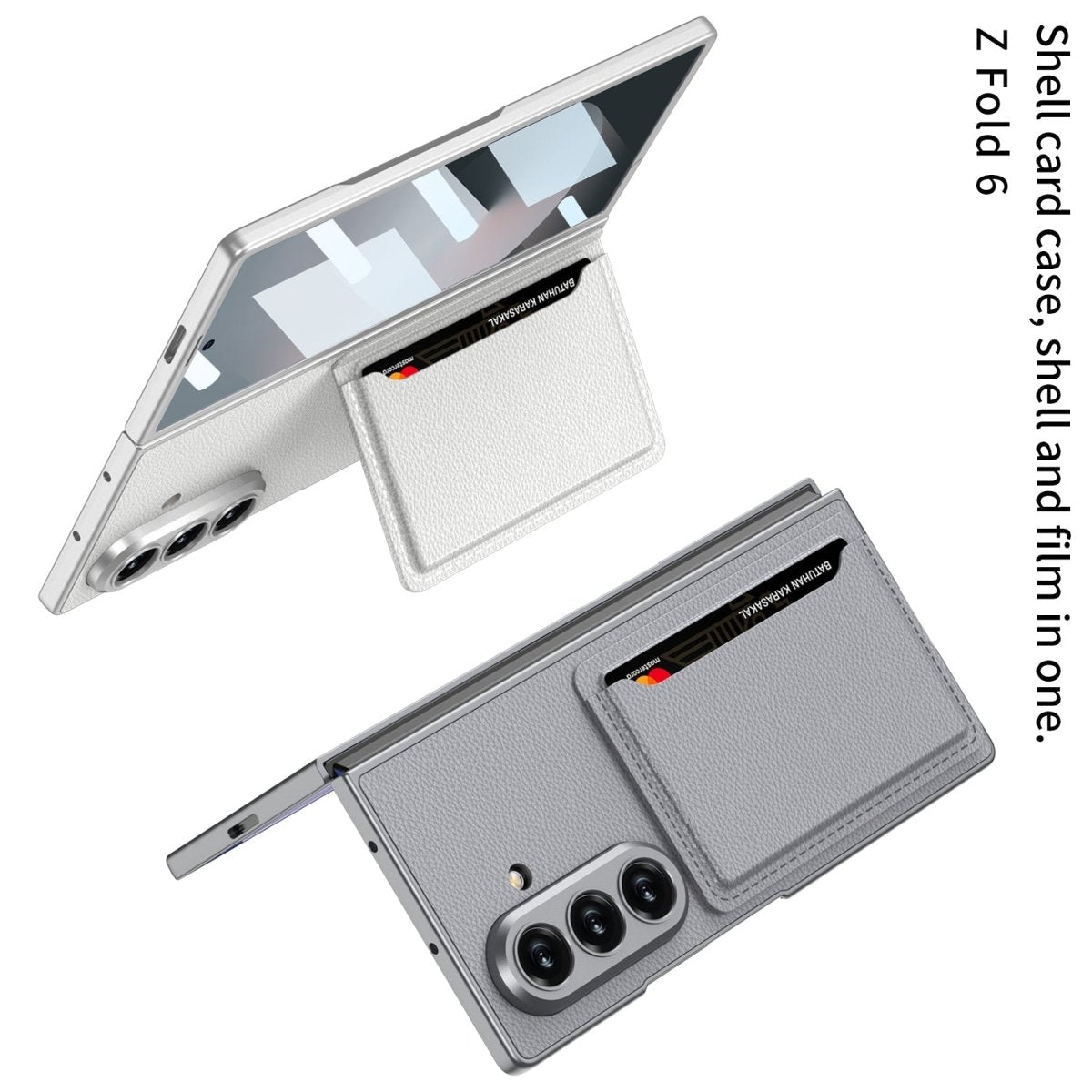 Business - style Leather Card Holderr Phone Case With Back Screen Film For Galaxy Z Fold 7/6/5