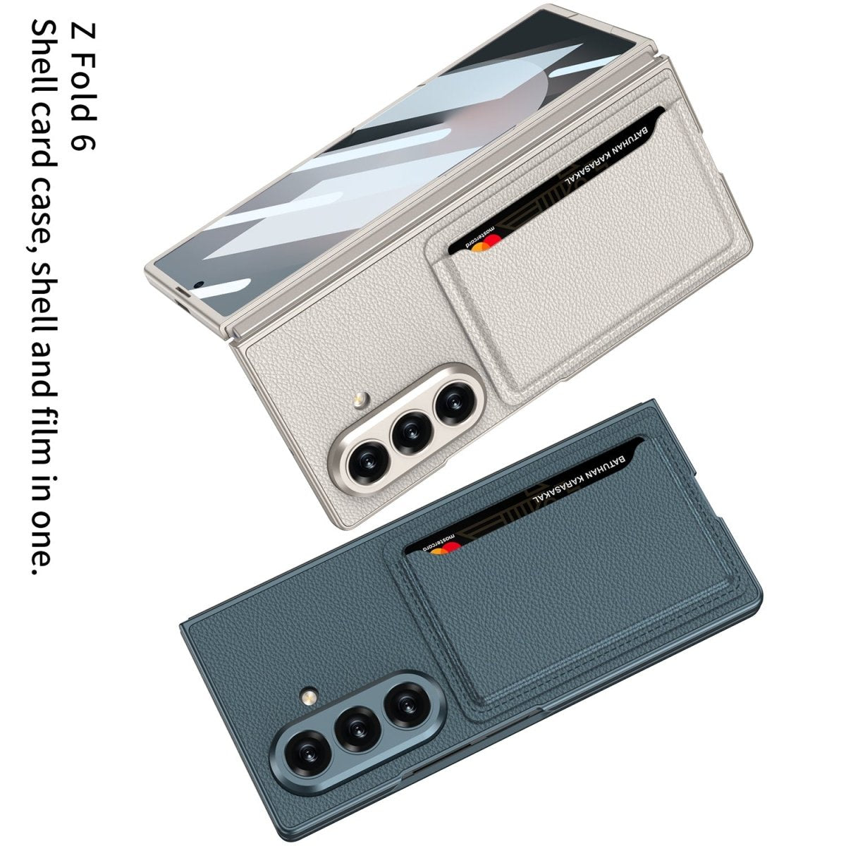 Business - style Leather Card Holderr Phone Case With Back Screen Film For Galaxy Z Fold 7/6/5