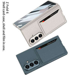Business - style Leather Card Holderr Phone Case With Back Screen Film For Galaxy Z Fold 7/6/5