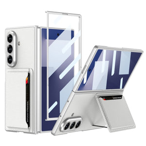 Business - style Leather Card Holderr Phone Case With Back Screen Film For Galaxy Z Fold 7/6/5