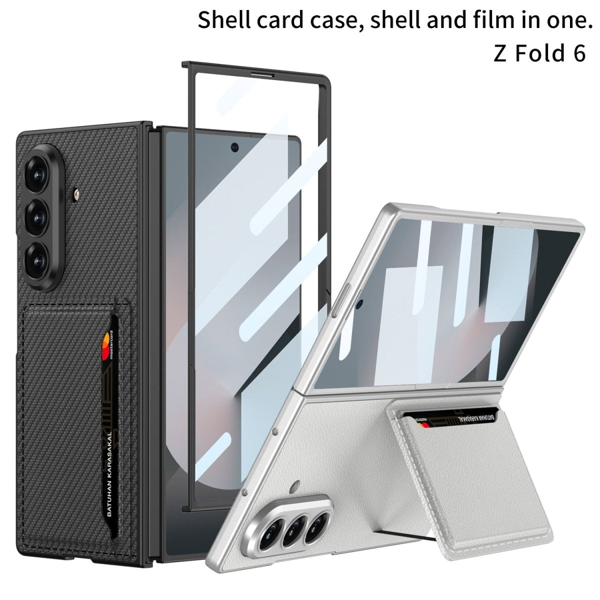 Business - style Leather Card Holderr Phone Case With Back Screen Film For Galaxy Z Fold 7/6/5