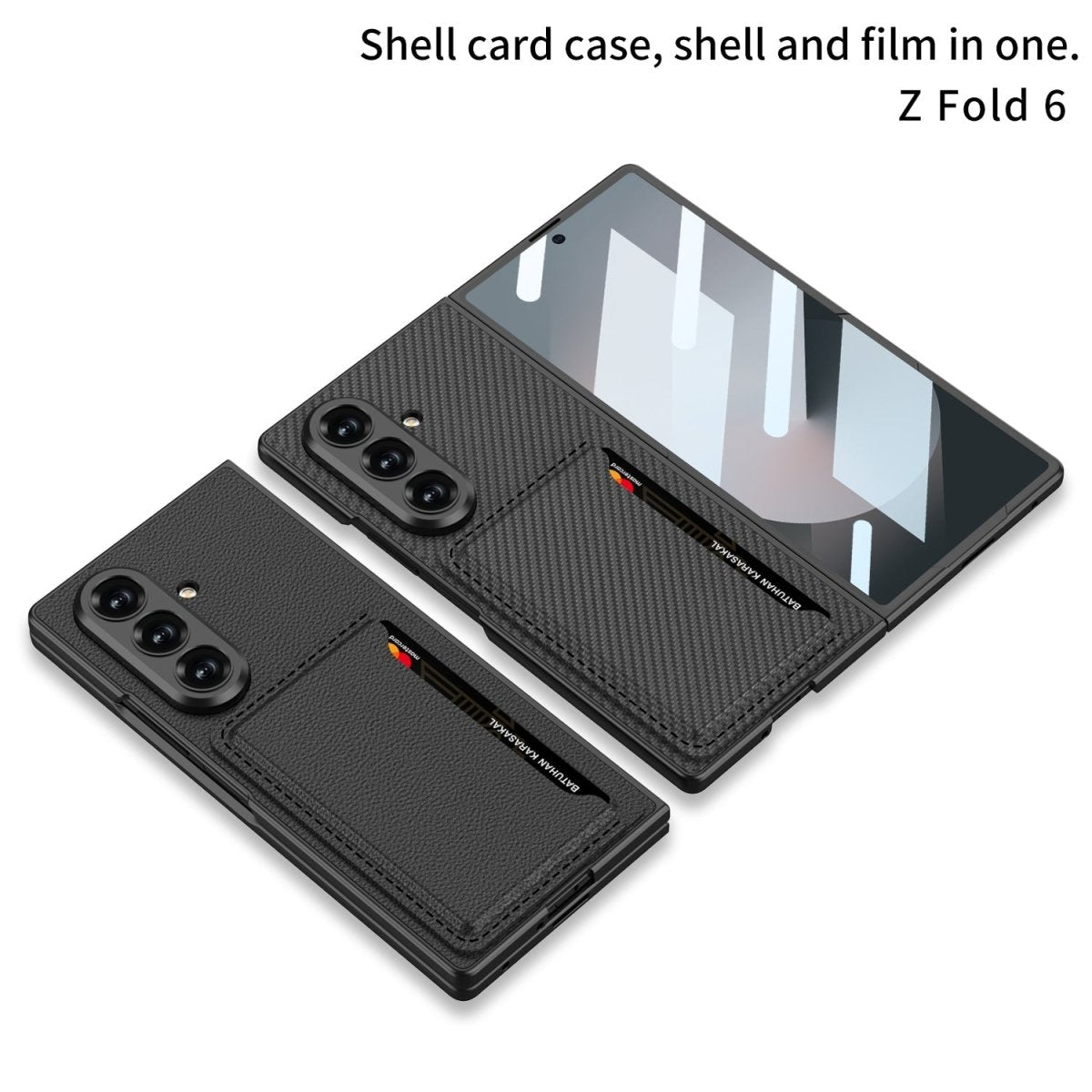 Business - style Leather Card Holderr Phone Case With Back Screen Film For Galaxy Z Fold 7/6/5