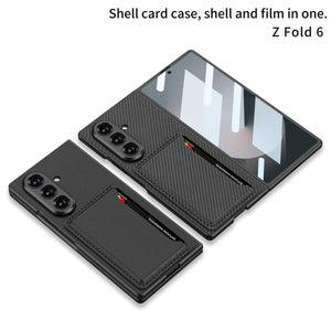 Business - style Leather Card Holderr Phone Case With Back Screen Film For Galaxy Z Fold 7/6/5