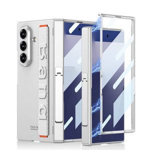 Business - style Magnetic Hinge Barcket Phone Case With Wristband For Galaxy Z Fold7