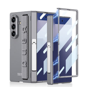 Business - style Magnetic Hinge Barcket Phone Case With Wristband For Galaxy Z Fold7