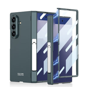 Business - style Magnetic Hinge Bracket Phone Case With Back Screen Film For Galaxy Z Fold 7