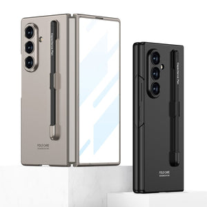 Business - style Pen Slot & Stylus Phone Case With Back Screen Protector For Galaxy Z Fold 7/6/5/4