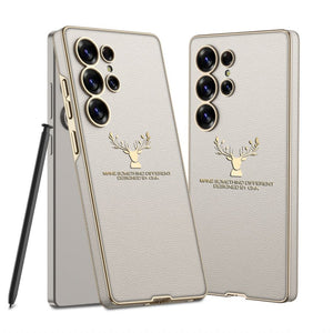 Deer Pattern Leather Shockproof Phone Cover For Galaxy S25 Ultra