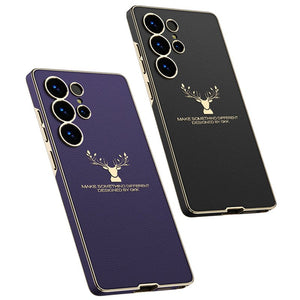 Deer Pattern Leather Shockproof Phone Cover For Galaxy S25 Ultra
