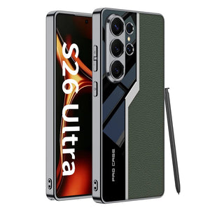 Electroplated Leather Anti - fall Protective Phone Case For Galaxy S26 S25 S24 S23 Ultra Plus