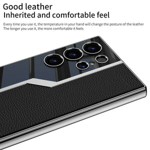Electroplated Leather Anti - fall Protective Phone Case For Galaxy S26 S25 S24 S23 Ultra Plus