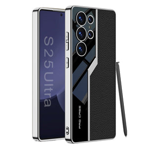 Electroplated Leather Anti - fall Protective Phone Case For Galaxy S26 S25 S24 S23 Ultra Plus
