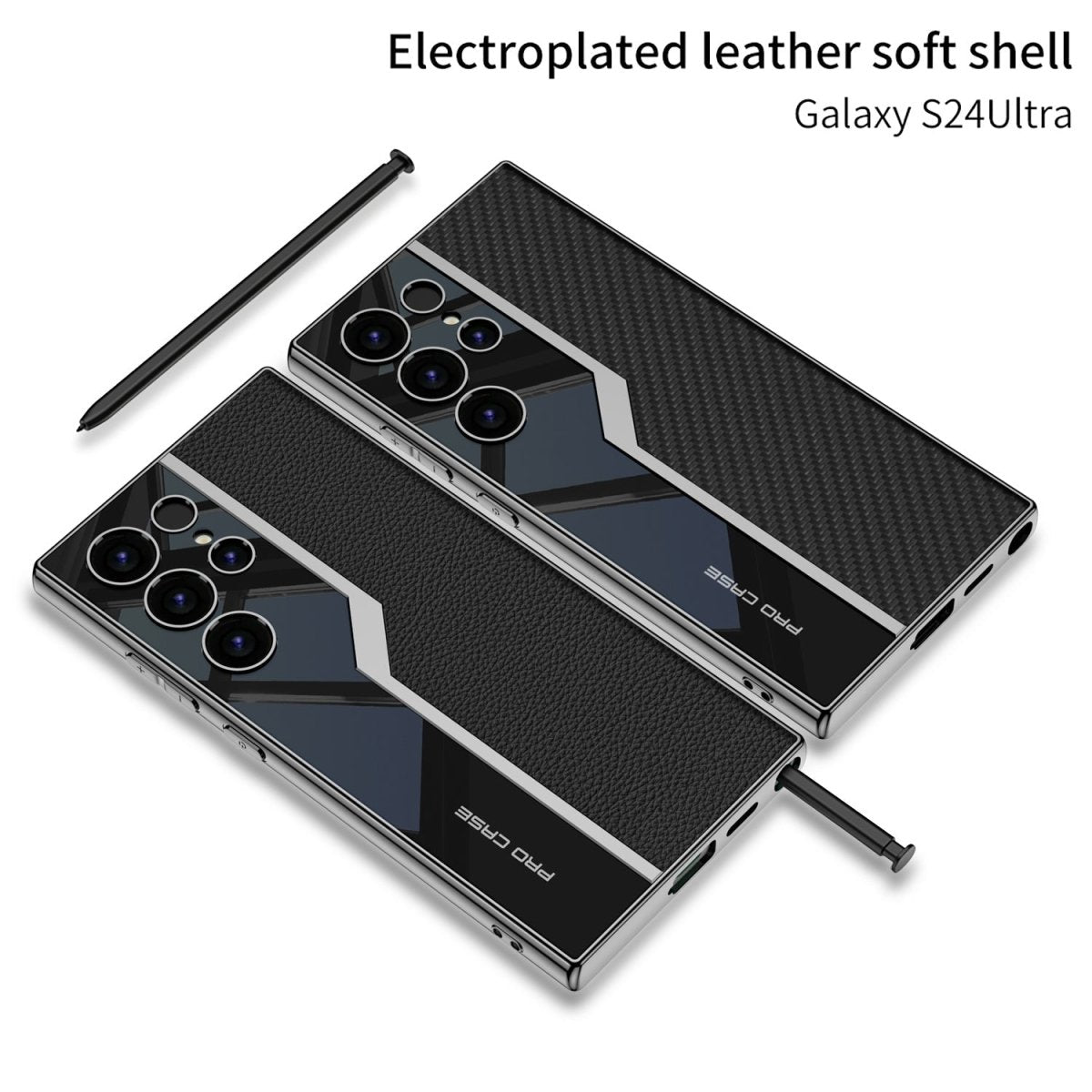 Electroplated Leather Anti - fall Protective Phone Case For Galaxy S26 S25 S24 S23 Ultra Plus