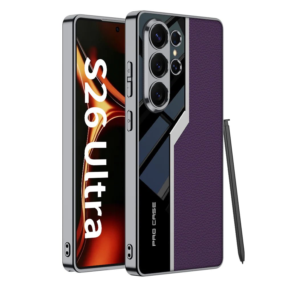 Electroplated Leather Anti - fall Protective Phone Case For Galaxy S26 S25 S24 S23 Ultra Plus