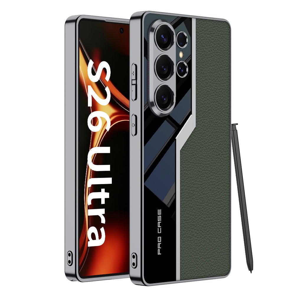 Electroplated Leather Anti - fall Protective Phone Case For Galaxy S26 S25 S24 S23 Ultra Plus