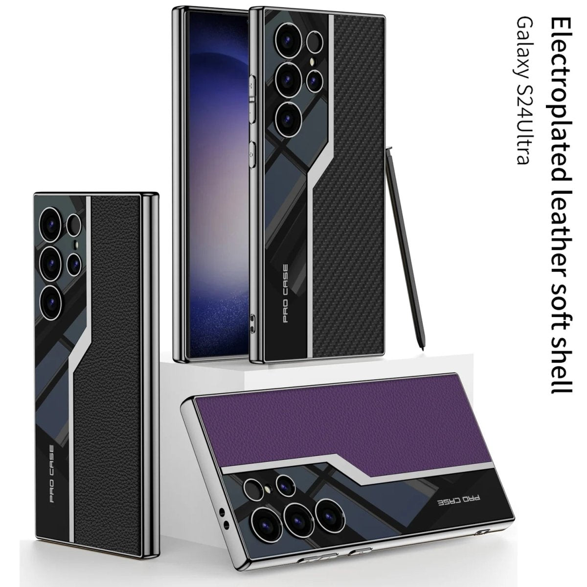 Electroplated Leather Anti - fall Protective Phone Case For Galaxy S26 S25 S24 S23 Ultra Plus