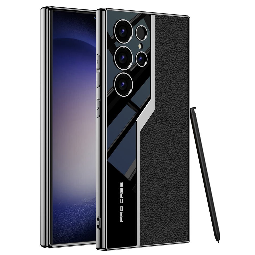 Electroplated Leather Anti - fall Protective Phone Case For Galaxy S26 S25 S24 S23 Ultra Plus