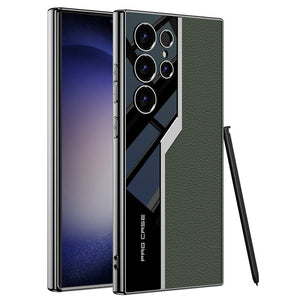 Electroplated Leather Anti - fall Protective Phone Case For Galaxy S26 S25 S24 S23 Ultra Plus