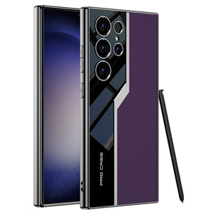 Electroplated Leather Anti - fall Protective Phone Case For Galaxy S26 S25 S24 S23 Ultra Plus