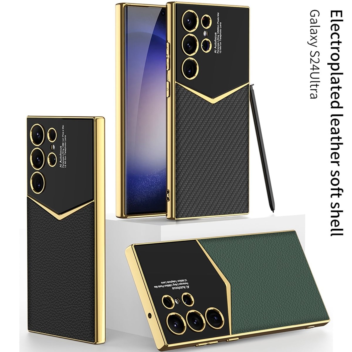 Electroplated Leather Phone Case For Galaxy S25 S24 S23 Ultra Plus