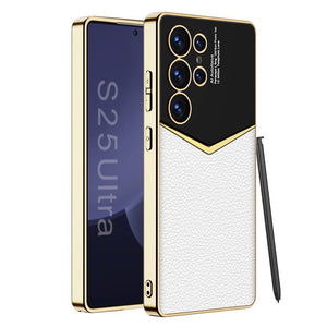Electroplated Leather Phone Case For Galaxy S25 S24 S23 Ultra Plus